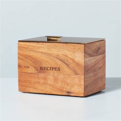 plain metal recipe box with handle|hearth and hand recipe box.